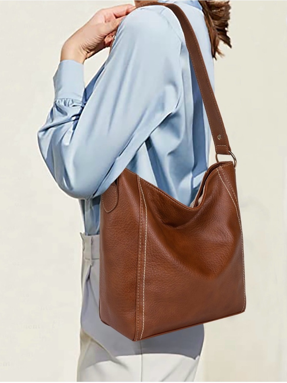 Montana West Classic Brown Leather Shoulder Bag - Women's Everyday Tote